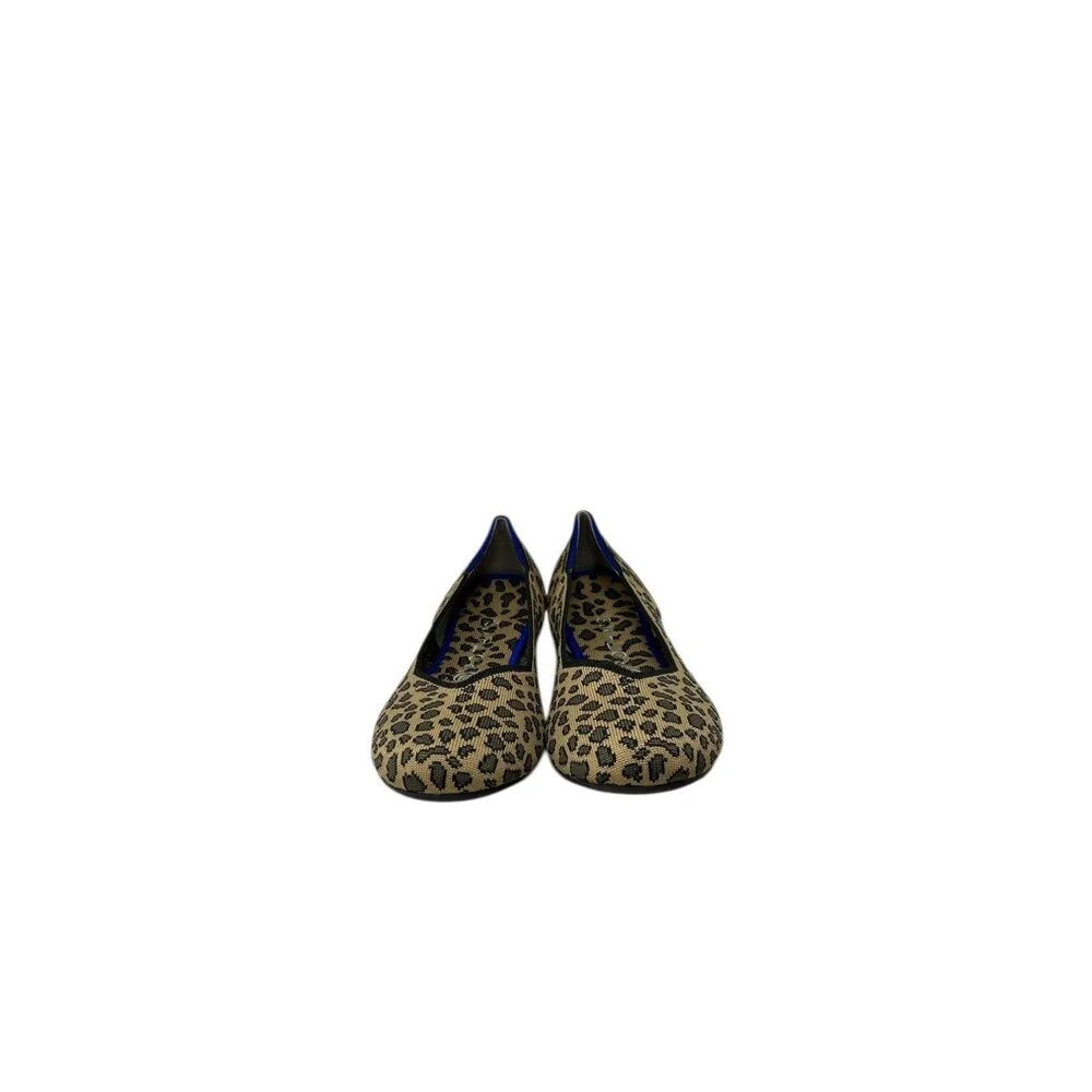 Rothy's The Flat Women's Size 10 Leopard Spotted Brown Ballet Shoes Knit